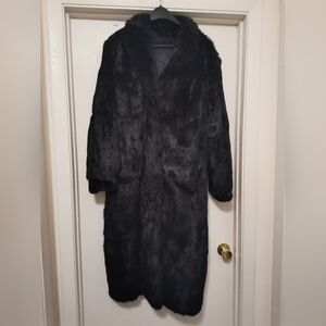 100% RABBIT LONG FUR BLACK COAT